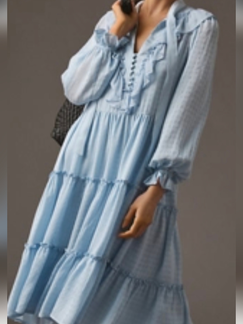 Anthropologie Sky Blue Tiered Ruffle Maxi Dress